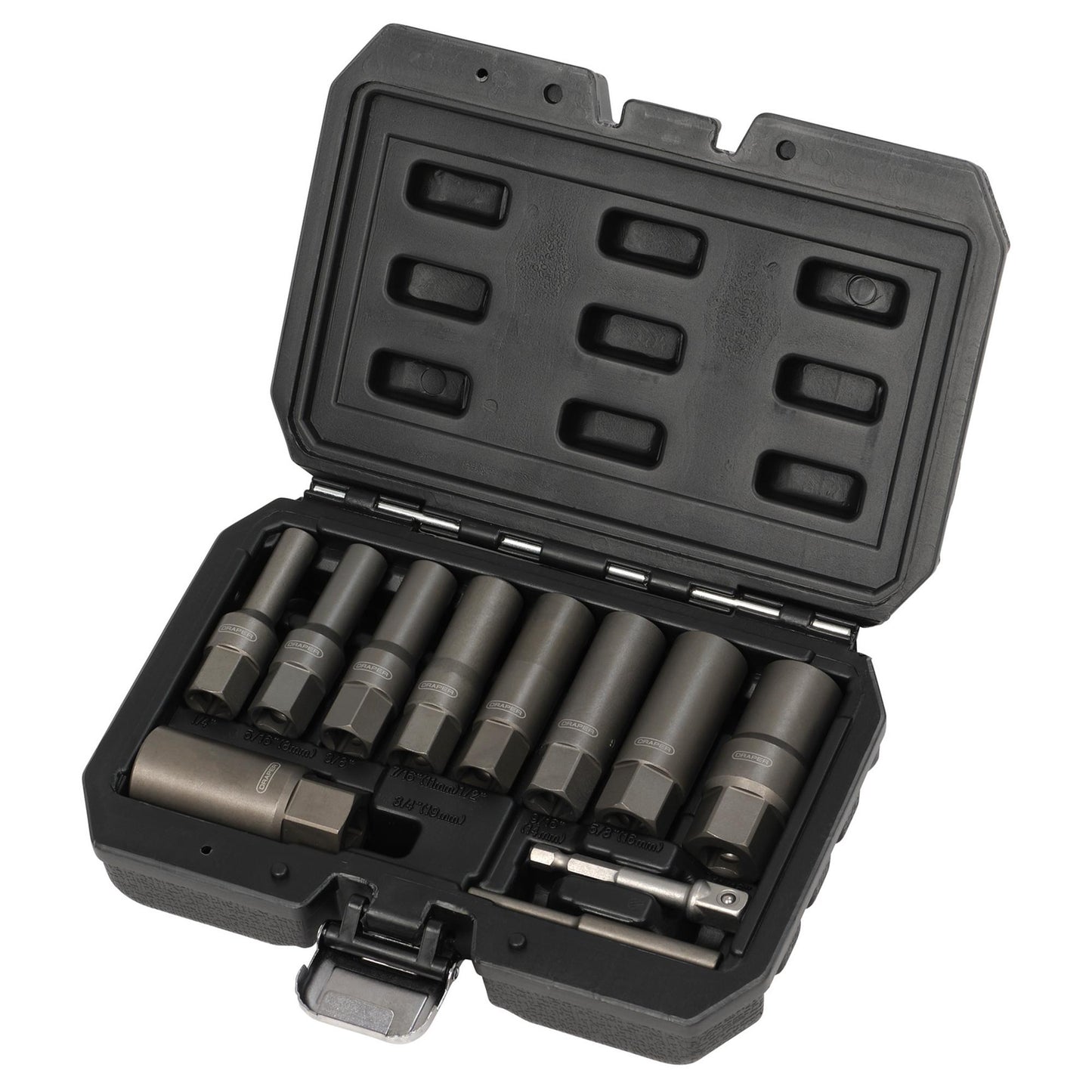 Spiral Type Deep Bolt Extractor Set, 3/8" Sq. Dr. (11 Piece)