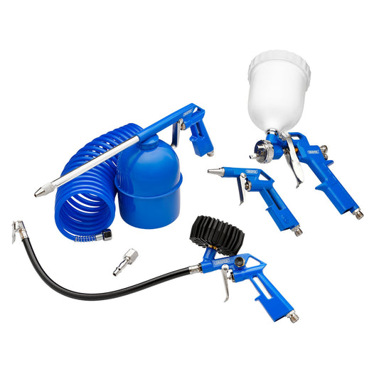 Draper Air Tool Kit 5 Piece Spray Gun Paraffin & Blow Guns Air Inflator 28357
