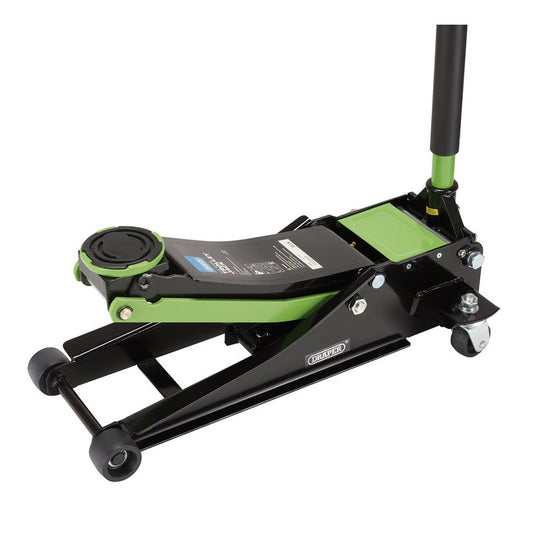 Draper 2.25 Tonne Green Trolley Jack Min height 75mm Max height 505mm 28466