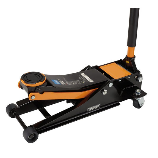 Draper 2.25 Tonne, Orange Trolley Jack Min height 75mm Max height 505mm 28475