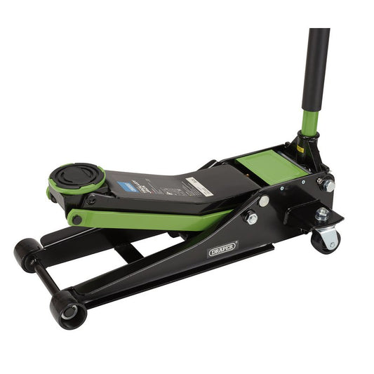 Draper 3 Tonne Green Trolley Jack Min Height 75mm Max Height 505mm 28485