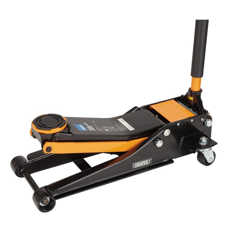 Draper Trolley Jack 3 Tonne Orange Lifts 75 to 505mm Chassis length 738mm 28494