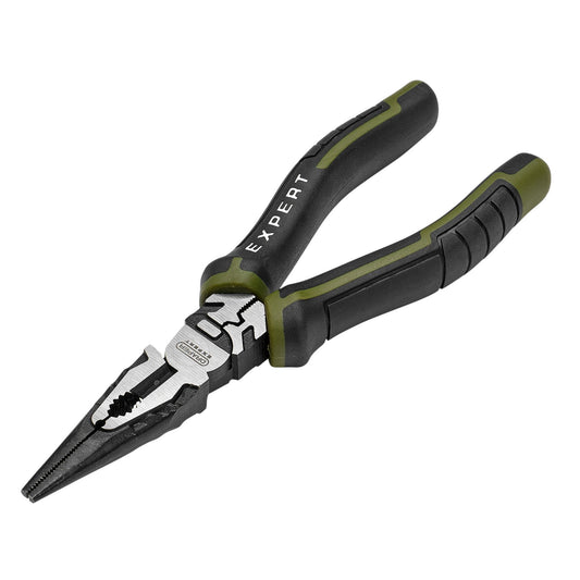 Draper Expert High Leverage Long Nose Pliers 160mm Narrow Jaws Soft Grip 28520