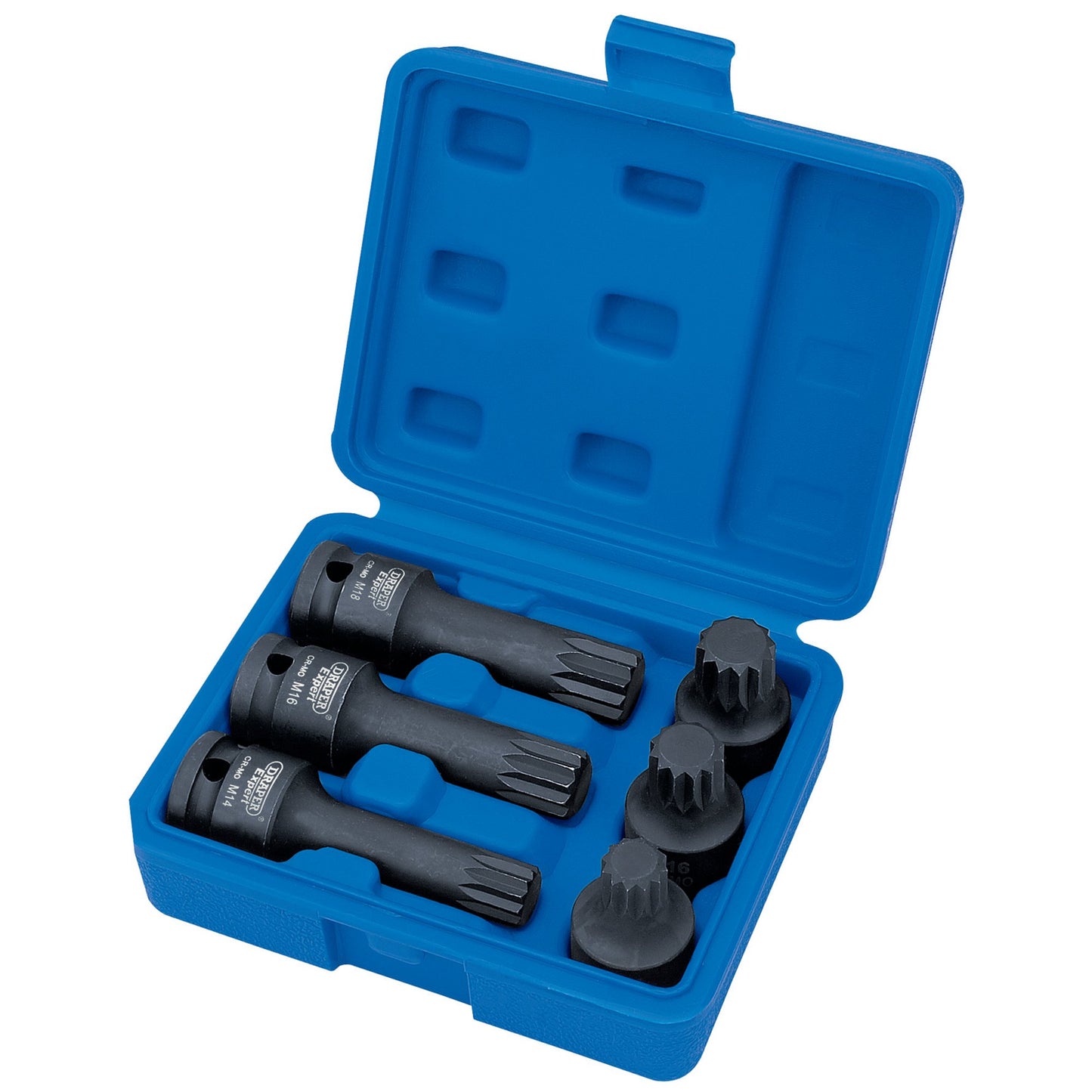 Draper Expert Impact Spline Bit Set 1/2"D 6 Piece M14 M16 M18 Short & Long 28881
