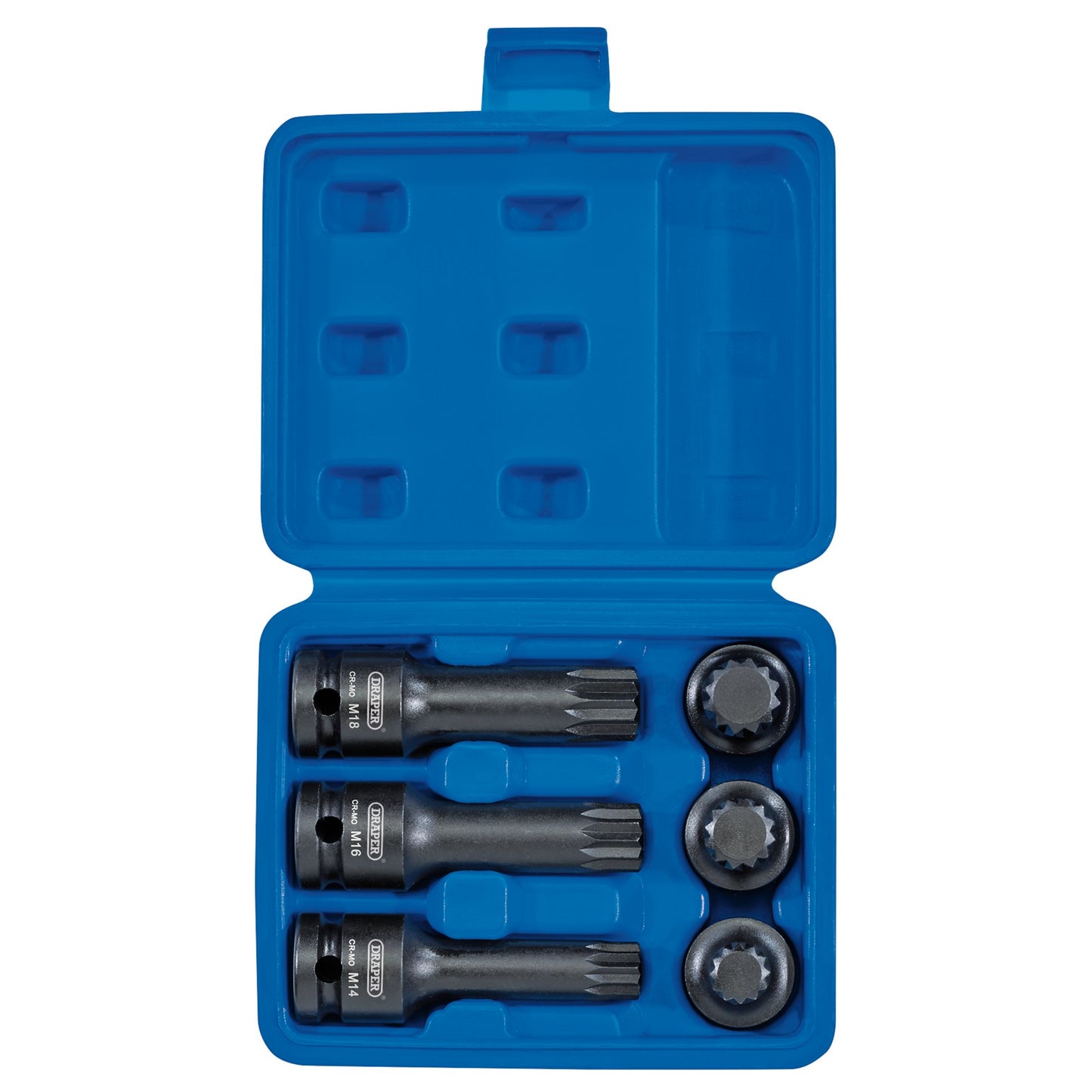 Draper Expert Impact Spline Bit Set 1/2"D 6 Piece M14 M16 M18 Short & Long 28881