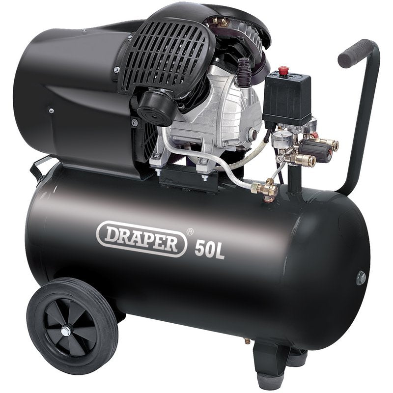 Draper 50L Direct Drive V Twin Compressor 2.2kW 3hp 230V Pressure 116psi 29355