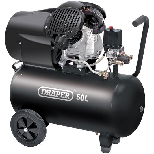 Draper 50L Direct Drive V Twin Compressor 2.2kW 3hp 230V Pressure 116psi 29355