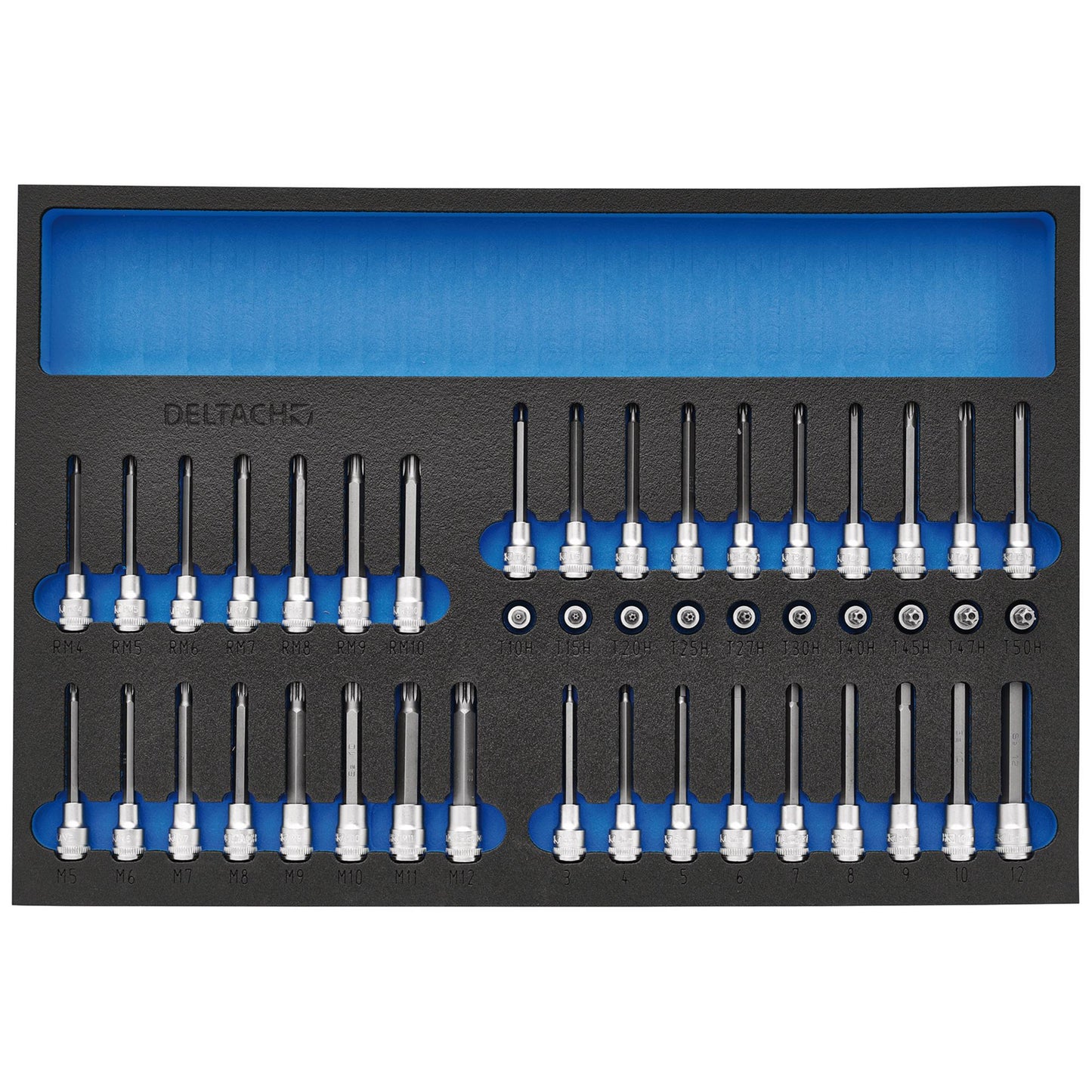 BUNKER Resi-Torx Hex Spline Ribe Socket Set 3/8"D in EVA Foam Inlay 29447