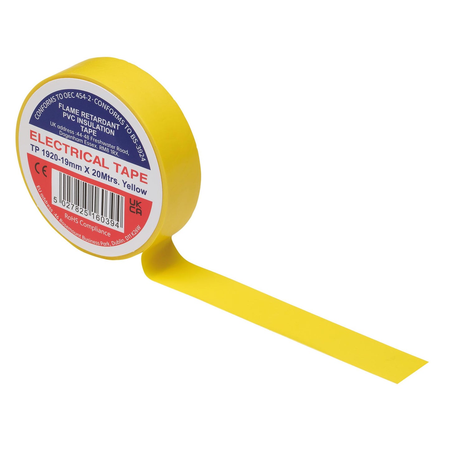 Yellow PVC Electrical Insulation Tape, 19mm x 20m (Pack of 10)