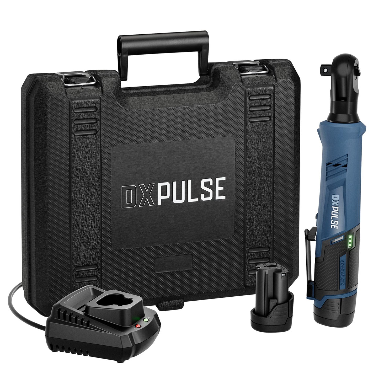 DXPULSE 12V Brushless Ratchet Wrench Kit, 1/2" Sq. Dr., 2 x 2.0Ah Batteries, 1 x Charger