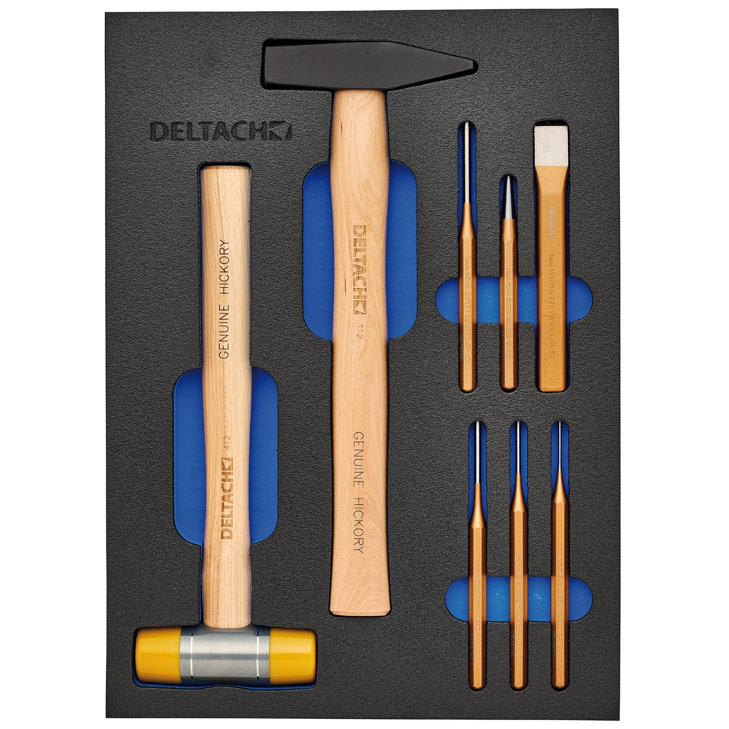 BUNKER Hammer Chisel & Pin Punch Set in EVA Foam Inlay 8 Piece 29715