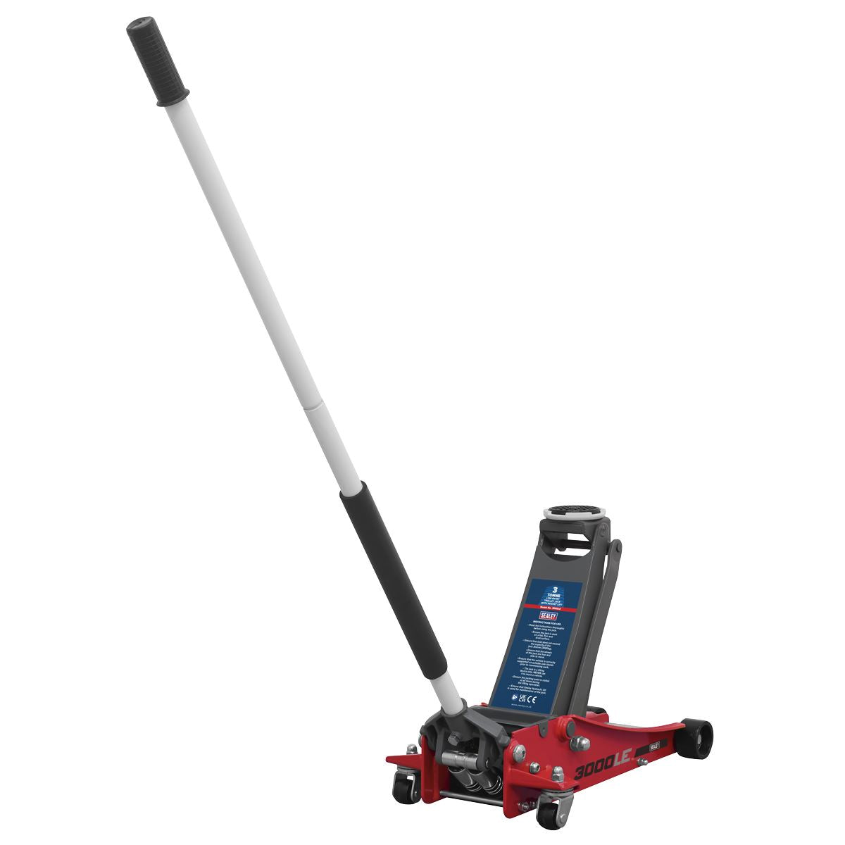Sealey Trolley Jack 3 Tonne Low Profile Rocket Lift Red 3000LE