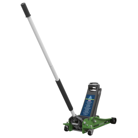 Sealey Trolley Jack 3 Tonne Low Profile Rocket Lift Hi-Vis Green 3000LEHV