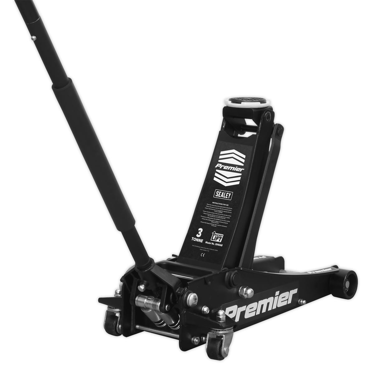 Sealey Trolley Jack 3 Tonne Low Profile Rocket Lift Black 3040AB