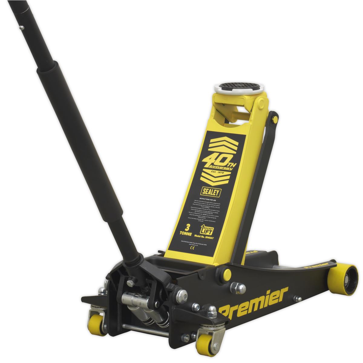 Sealey Trolley Jack 3 Tonne Low Profile Rocket Lift Yellow 3040AY