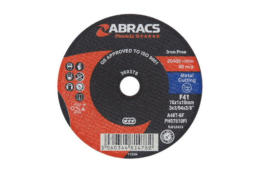 Connect Abracs Extra Thin Flat Cutting Discs 75mm x 1.0mm 5pc 30459