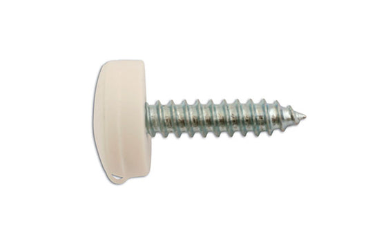 Connect Number Plate Security Screws 6 x 20mm White Cap 100pc 30633