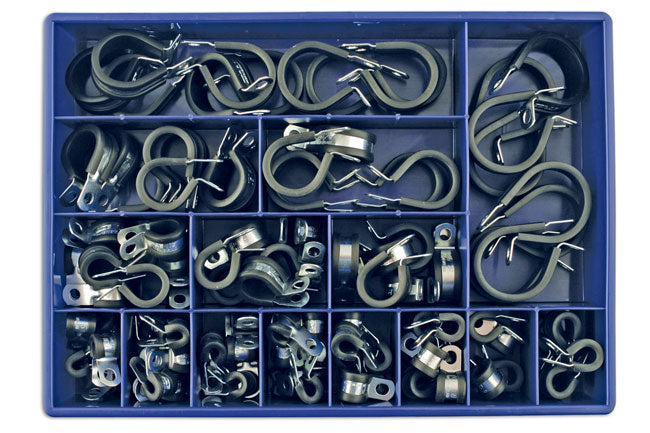 Connect 30808 JCS Rubber-Lined P Clip Assortment Box - 104 Pieces