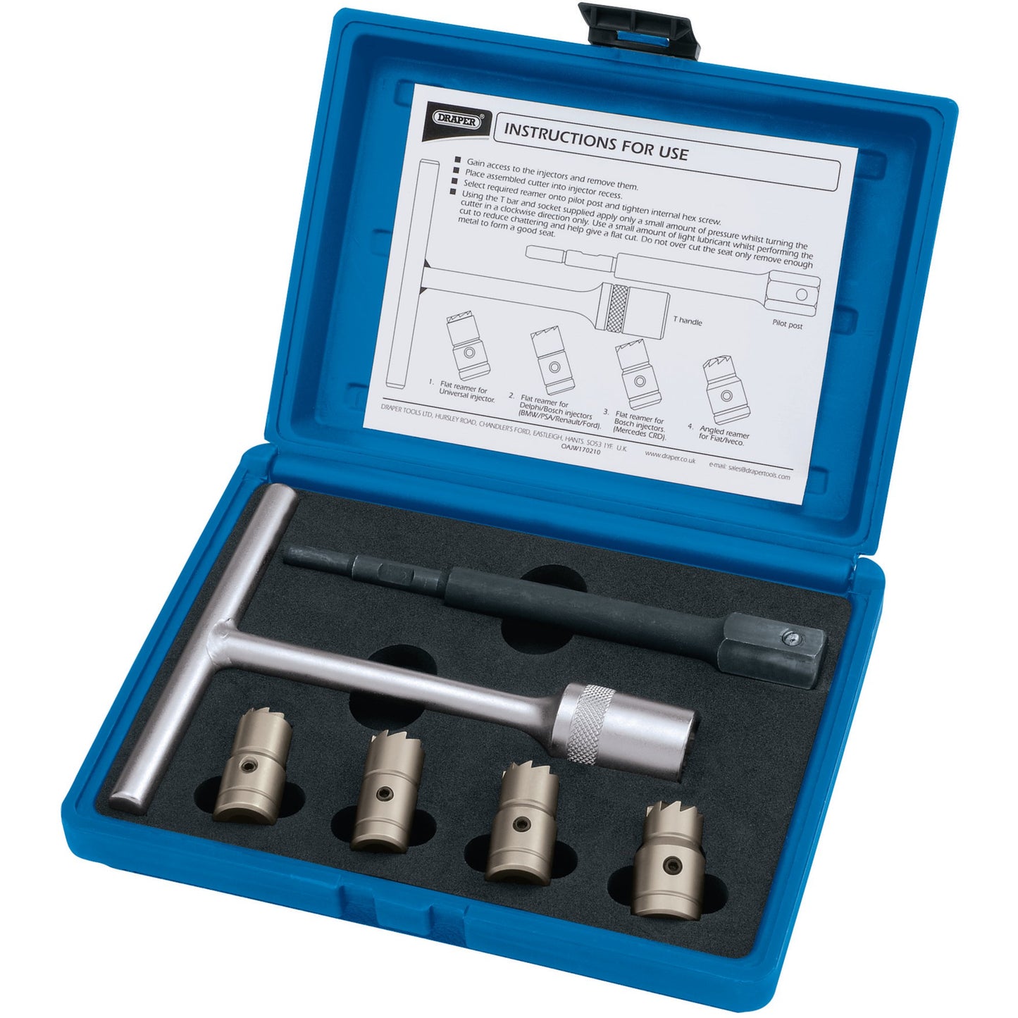 Draper Expert Diesel Injector Seat Cutter Set (6 Piece)