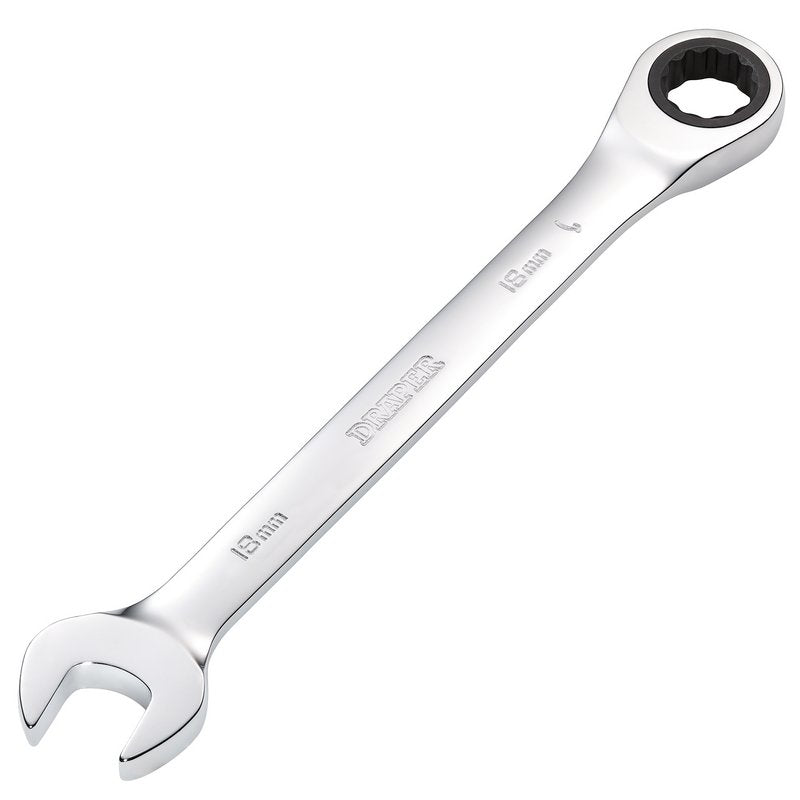 Draper 18mm Metric Ratcheting Combination Spanner 72 Teeth chrome plated 31015