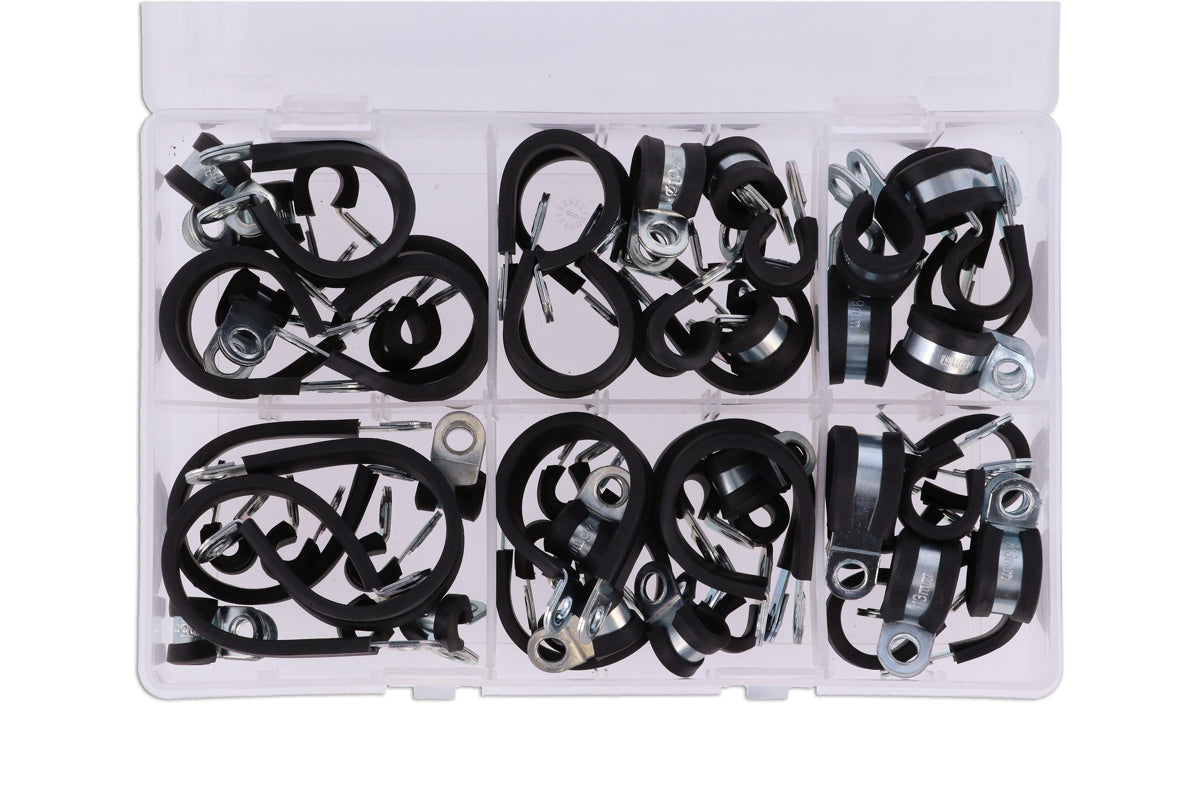 Connect Assorted Rubber Lined P Clips 60pc 31435