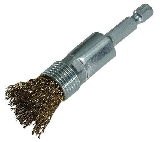 Laser Tools End Brush with Quick Chuck 15mm Brass plated Maximum 18000rpm 3149
