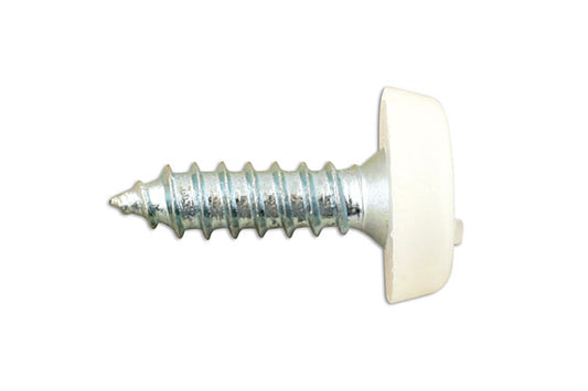 Connect Number Plate Screw 10 x 3/4" White Polytop 100pc 31542