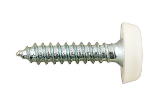 Connect Number Plate Screw 10 x 1" White Polytop 100pc 31546