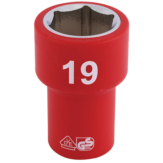 Draper XP1000 VDE Insulated Socket 3/8"D 19mm 6 Point Standard Length 31740