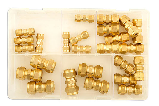 Connect Assorted Metric Brass Tube Couplings 25pc 31879