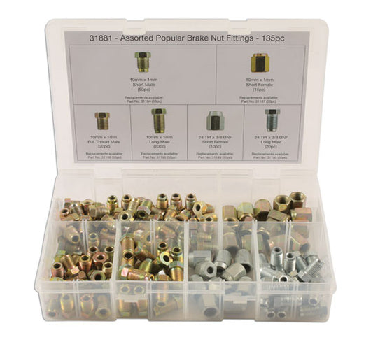 Connect Assorted Brake Nut Fittings 135pc 31881
