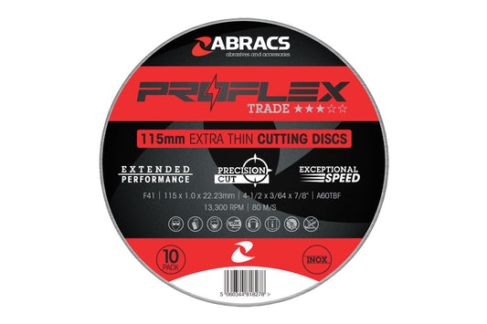 Connect Abracs Extra Thin Flat Cutting Discs 115mm x 1.0mm 10pc 32068