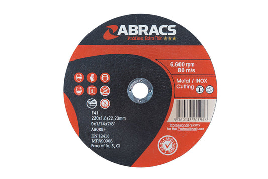 Connect Abracs Extra Thin Flat Cutting Discs 230mm x 1.8mm 5pc 32070