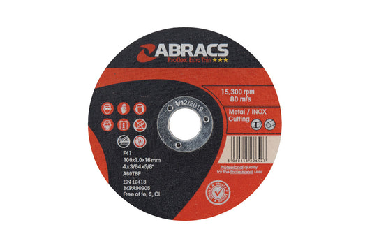 Connect Abracs Extra Thin Flat Cutting Discs 100mm x 1.0mm 10pc 32144