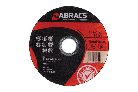 Connect Abracs Extra Thin Flat Cutting Discs 125mm x 1.6mm 10pc 32197