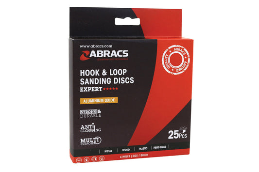 Connect Abracs Hook & Loop Sanding Discs 150mm X P180 25pc 32228