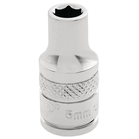 Draper 1/4"D HI-TORQ 6 Point Socket 5mm Knurled Ring Standard Length 32427