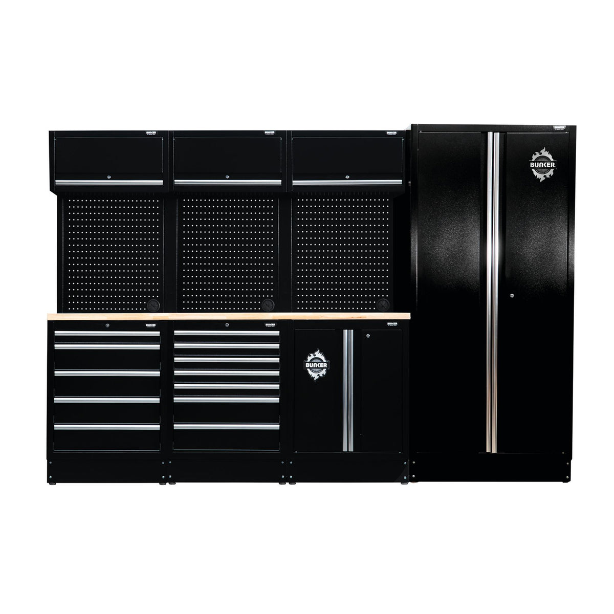 BUNKER 15 Piece Modular Tool Storage Combo with 25mm Hardwood Worktop 2955mm