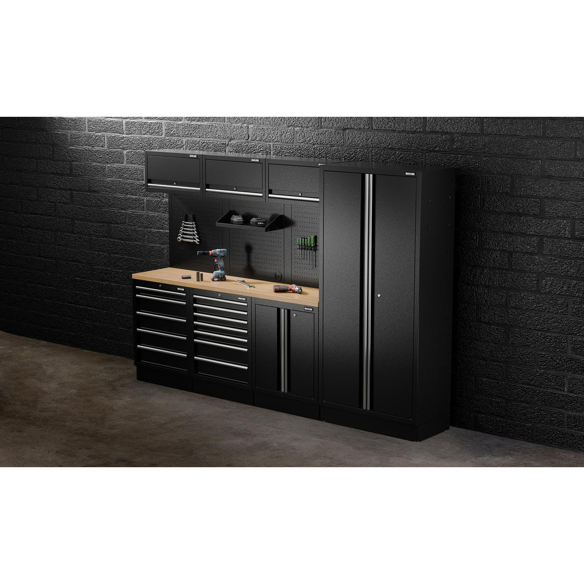 BUNKER 15 Piece Modular Tool Storage Combo with 25mm Hardwood Worktop 2955mm