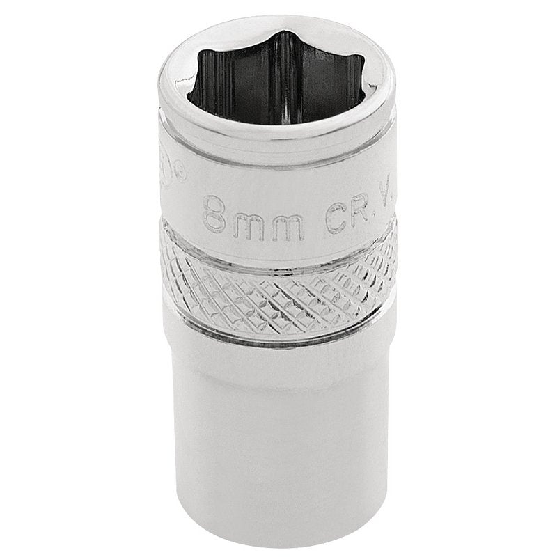 Draper 1/4"D HI-TORQ 6 Point Socket 8mm Knurled Ring Standard Length 32536