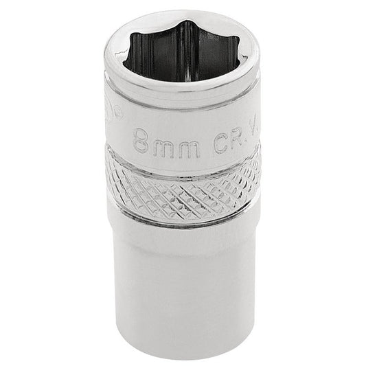 Draper 1/4"D HI-TORQ 6 Point Socket 8mm Knurled Ring Standard Length 32536