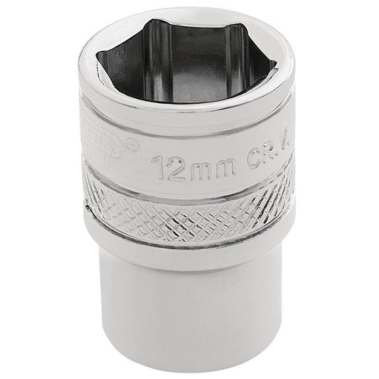 Draper 1/4"D HI-TORQ 6 Point Socket 12mm Knurled Ring Standard Length 32569