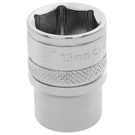 Draper 1/4"D HI-TORQ 6 Point Socket 13mm Knurled Ring Standard Length 32633