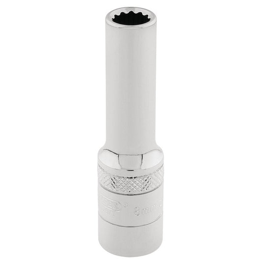 Draper 8mm HI-TORQ 12 Point Deep Socket 3/8" Sq. Dr knurled Ring Polished 32818