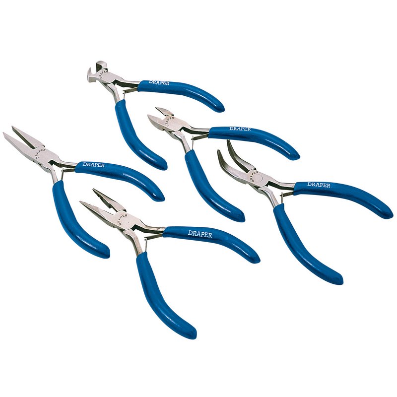 Draper Mini Plier Set 5 Piece Carbon Steel Textured Grips Captive Springs 33057