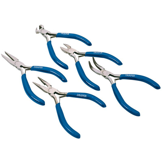 Draper Mini Plier Set 5 Piece Carbon Steel Textured Grips Captive Springs 33057