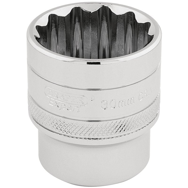 Draper HI-TORQ 1/2"D 30mm 12 Point Chrome Socket Standard Length 33586