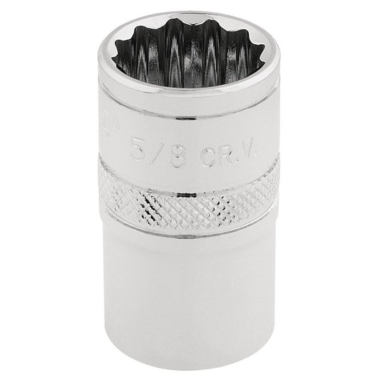Draper HI-TORQ 1/2"D 5/8" AF 12 Point Chrome Socket Standard Length 33641