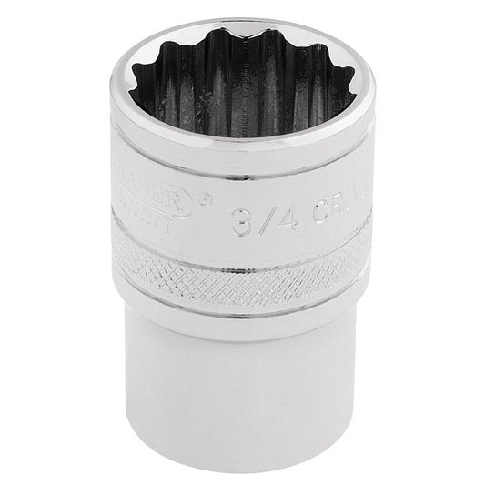 Draper HI-TORQ 1/2"D 3/4" AF 12 Point Chrome Socket Standard Length 33660