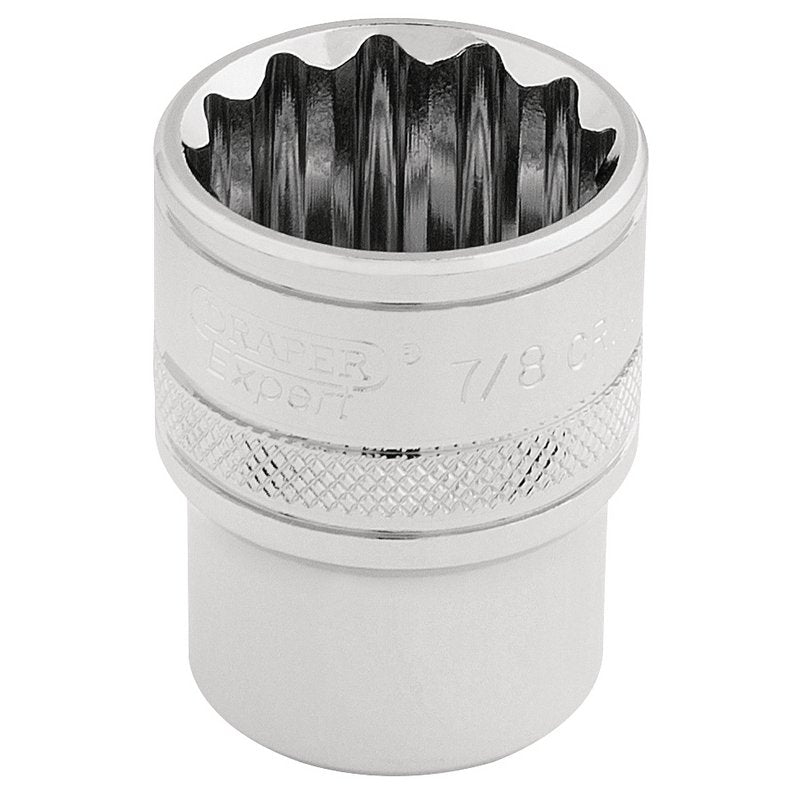 Draper HI-TORQ 1/2"D 7/8" AF 12 Point Chrome Socket Standard Length 33661